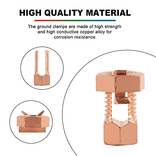 6PCS Split Bolt Connector Copper Grounding Clamps for Completing Ground