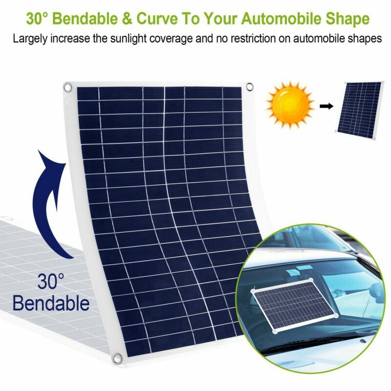 25 Watts 3.0A Dual USB Solar Panel Kit 12V Car Battery Charger IP68 Waterproof