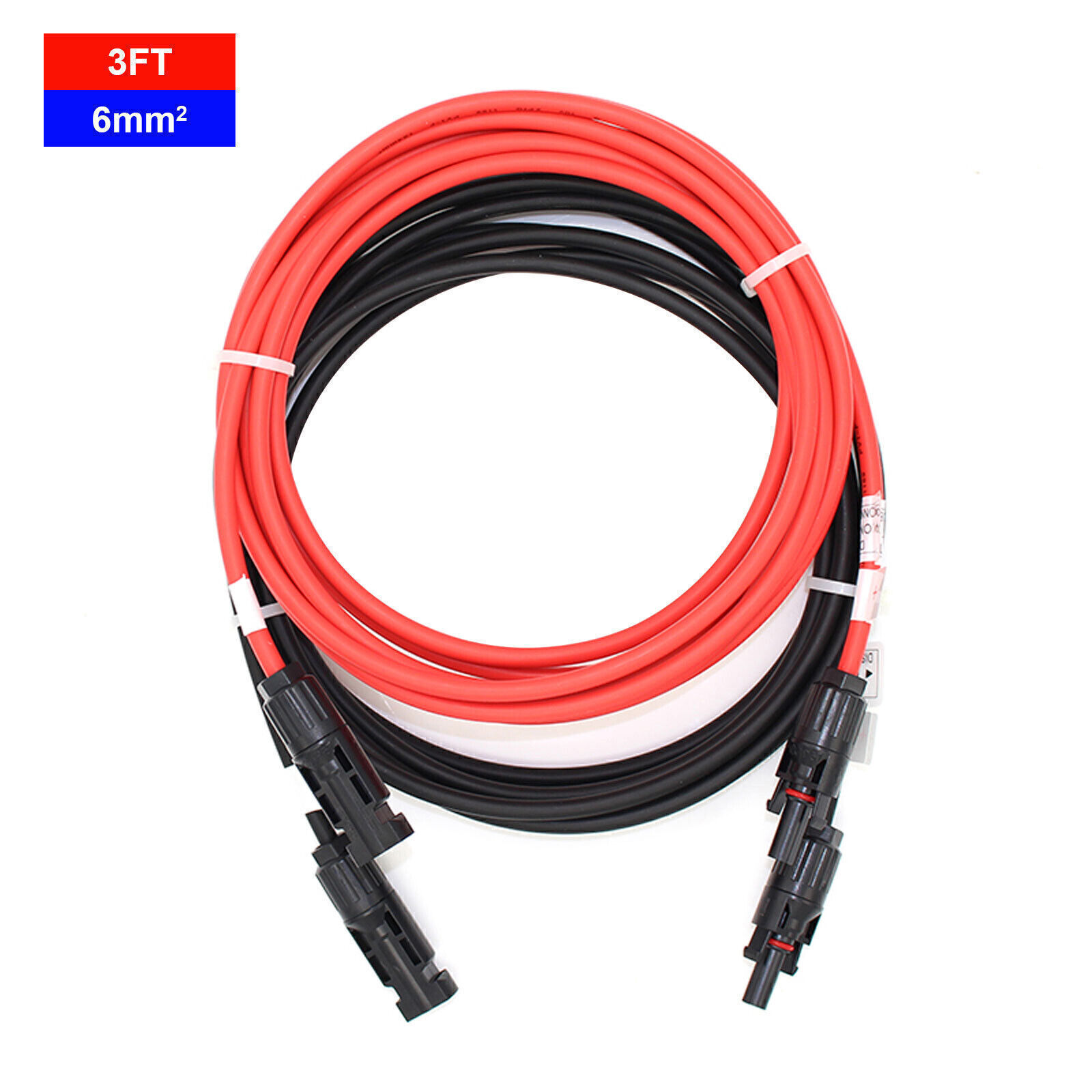 1 Pair Black+Red Solar Panel Extension Cable Wire Solar Connectors 10 AWG Gauge