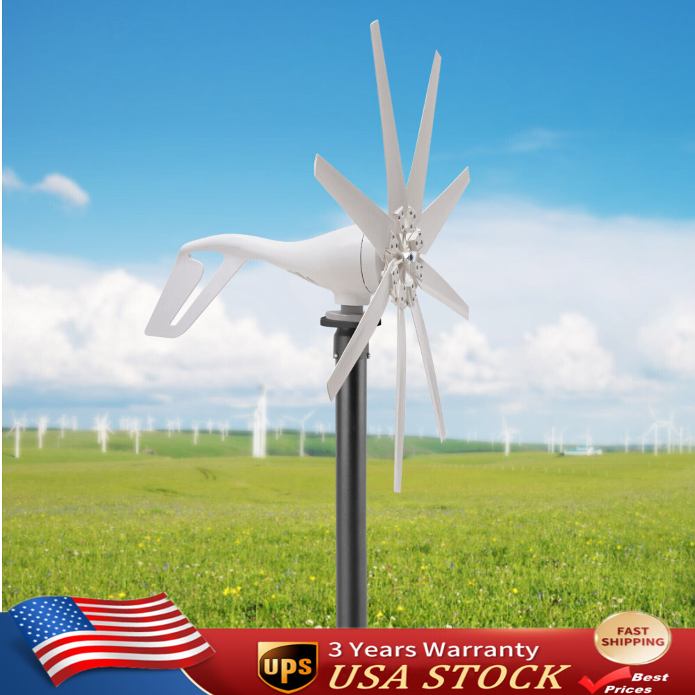 Fit for Home Power Max.650W 8-Blade Wind Turbine Generator w/ Charger Controller