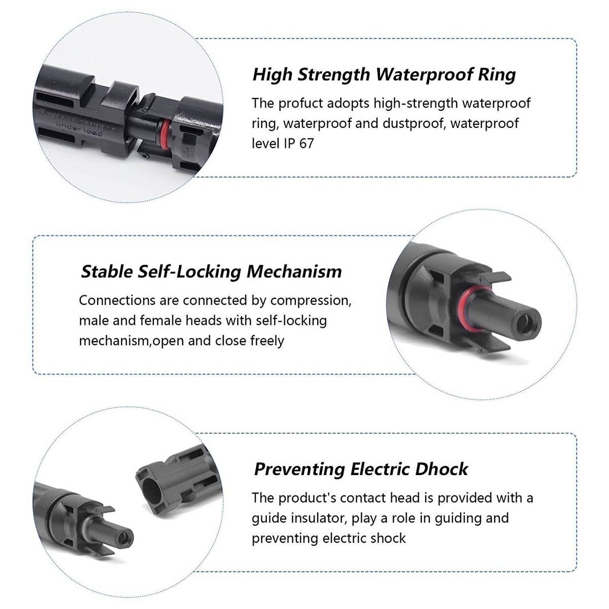 10/15/20/30/32A Quick Release in-line Fuse Holder Solar Panel Connectors w/Fuses
