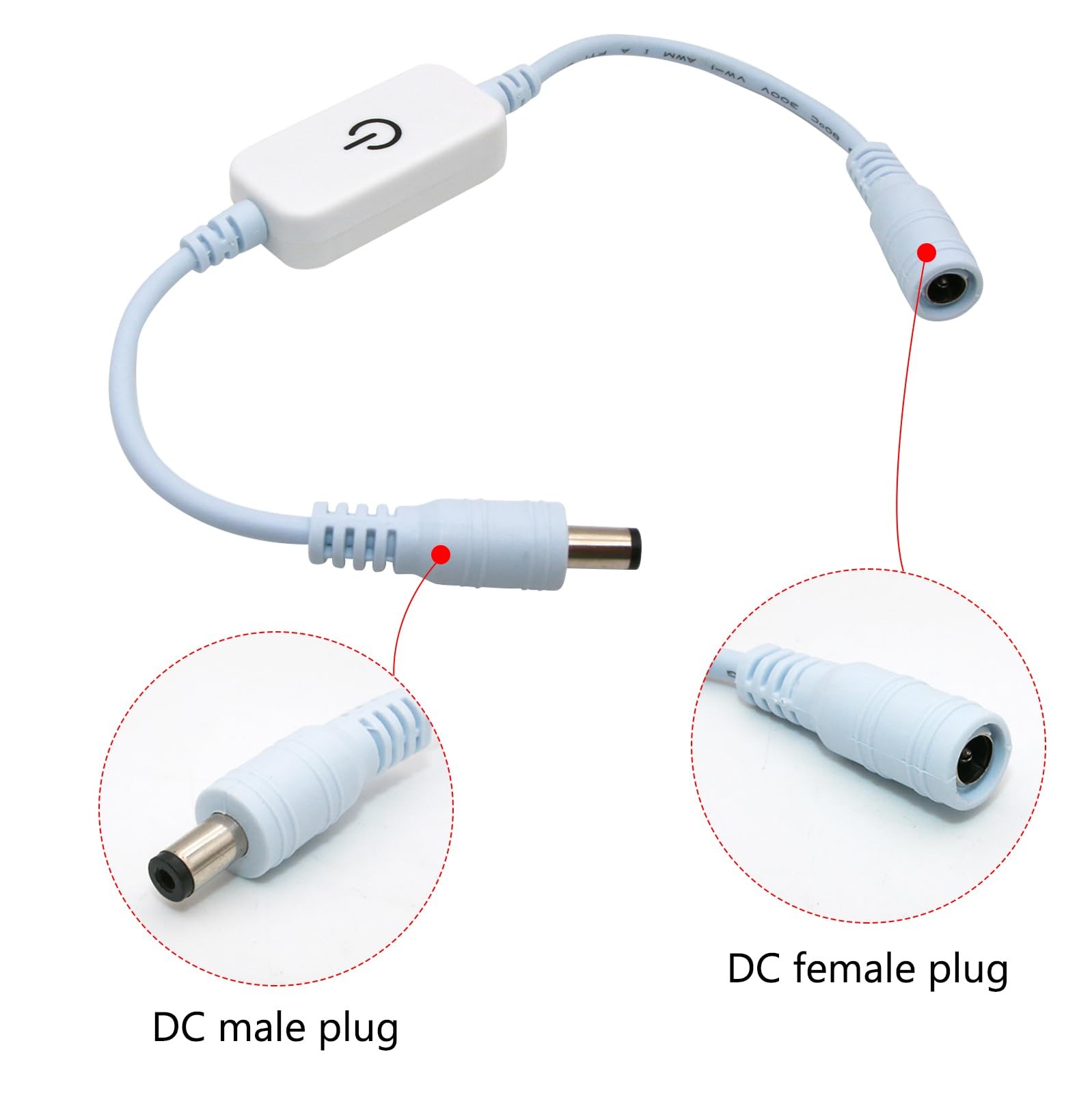 LED Touch Inline Dimmer Switch 2 PCS DC 5V 3A Controller for Strip Light