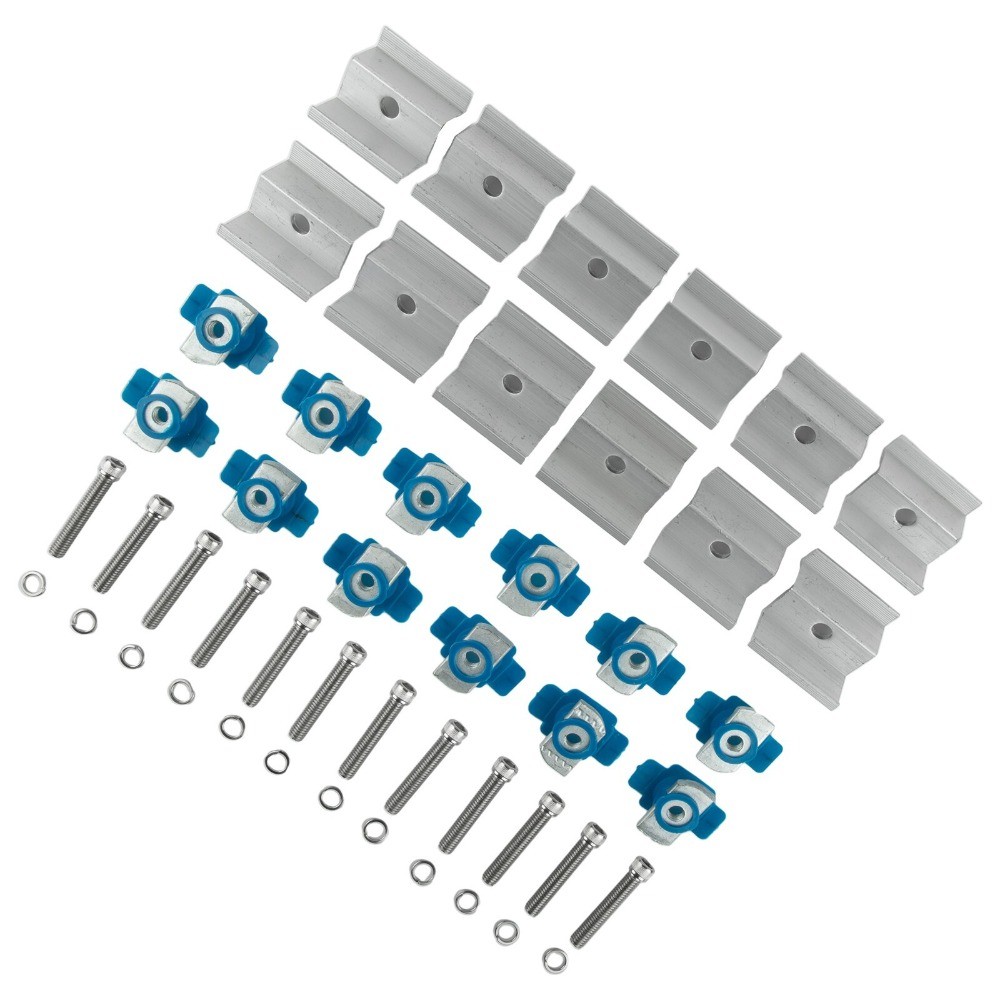 12Pcs Set Aluminium Alloy Clamps Fixture For Mounting-Rail Bracket Solar Panel