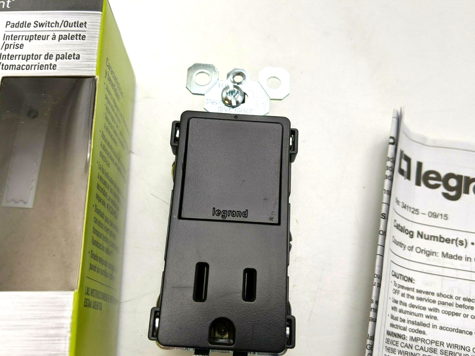 1PC RCD38TRBKCC6 Paddle Switch Outlet Single Pole 3 Way 15A 120/125VAC Black NOS