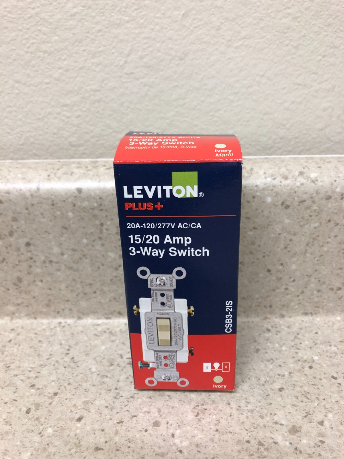Leviton 20 amps 3-Way Toggle AC Quiet Switch Ivory 1 pk
