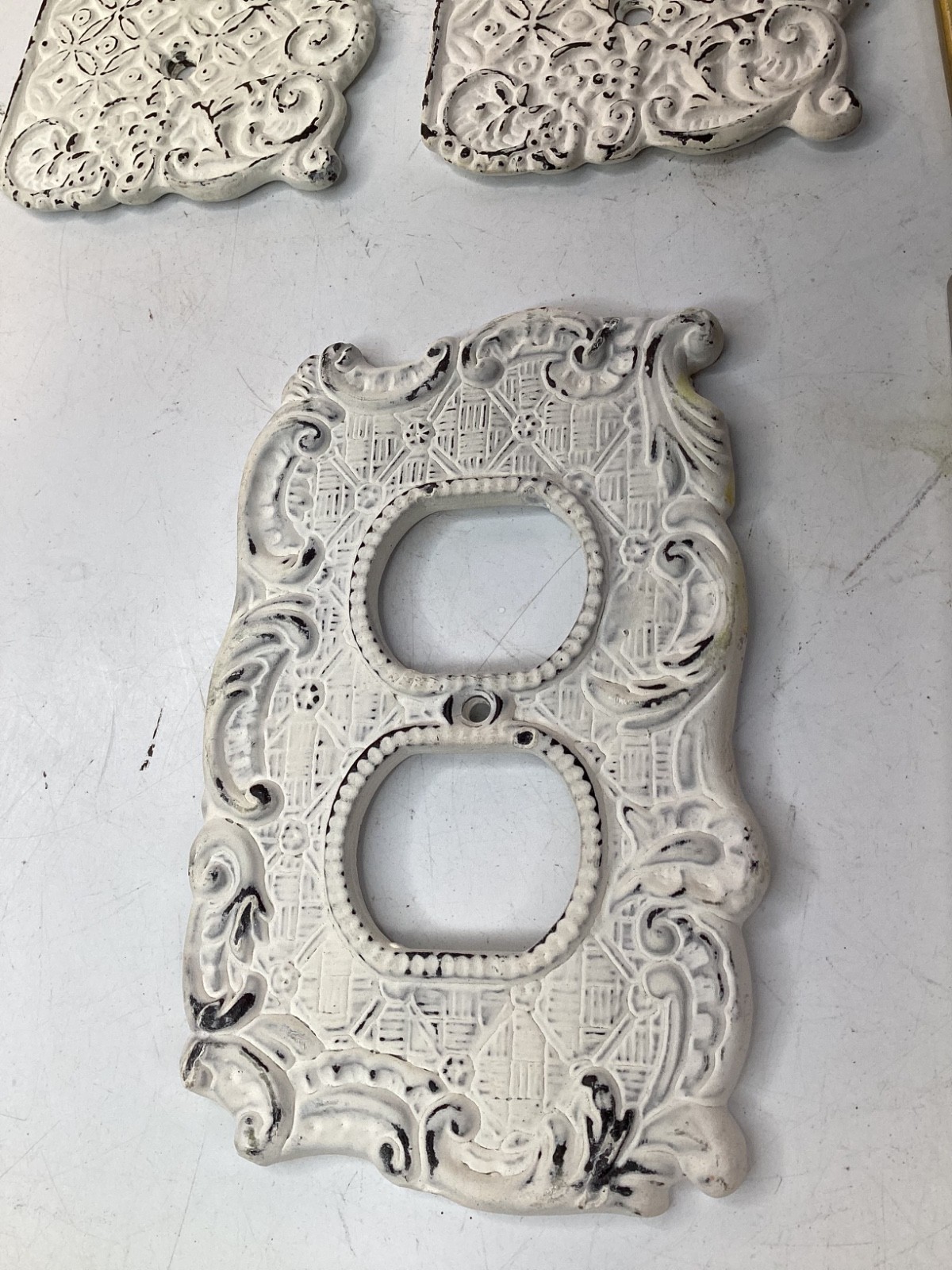 8 Anthropologie Resin & Metal Wall Light Double Plate Cover Floral+free ship (F4