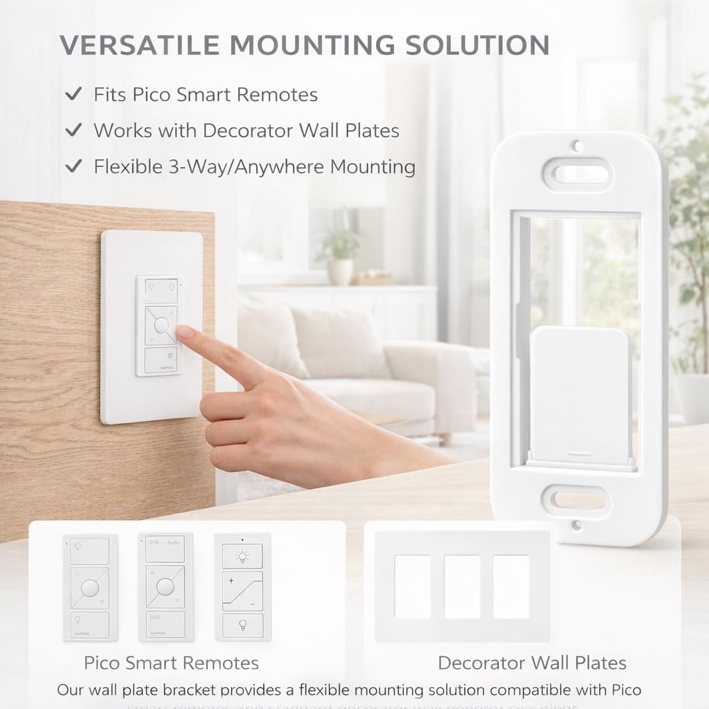 Wall Plate Bracket for Lutron Caseta Pico Remote (4 Pack) | Snap-In Wall Moun…