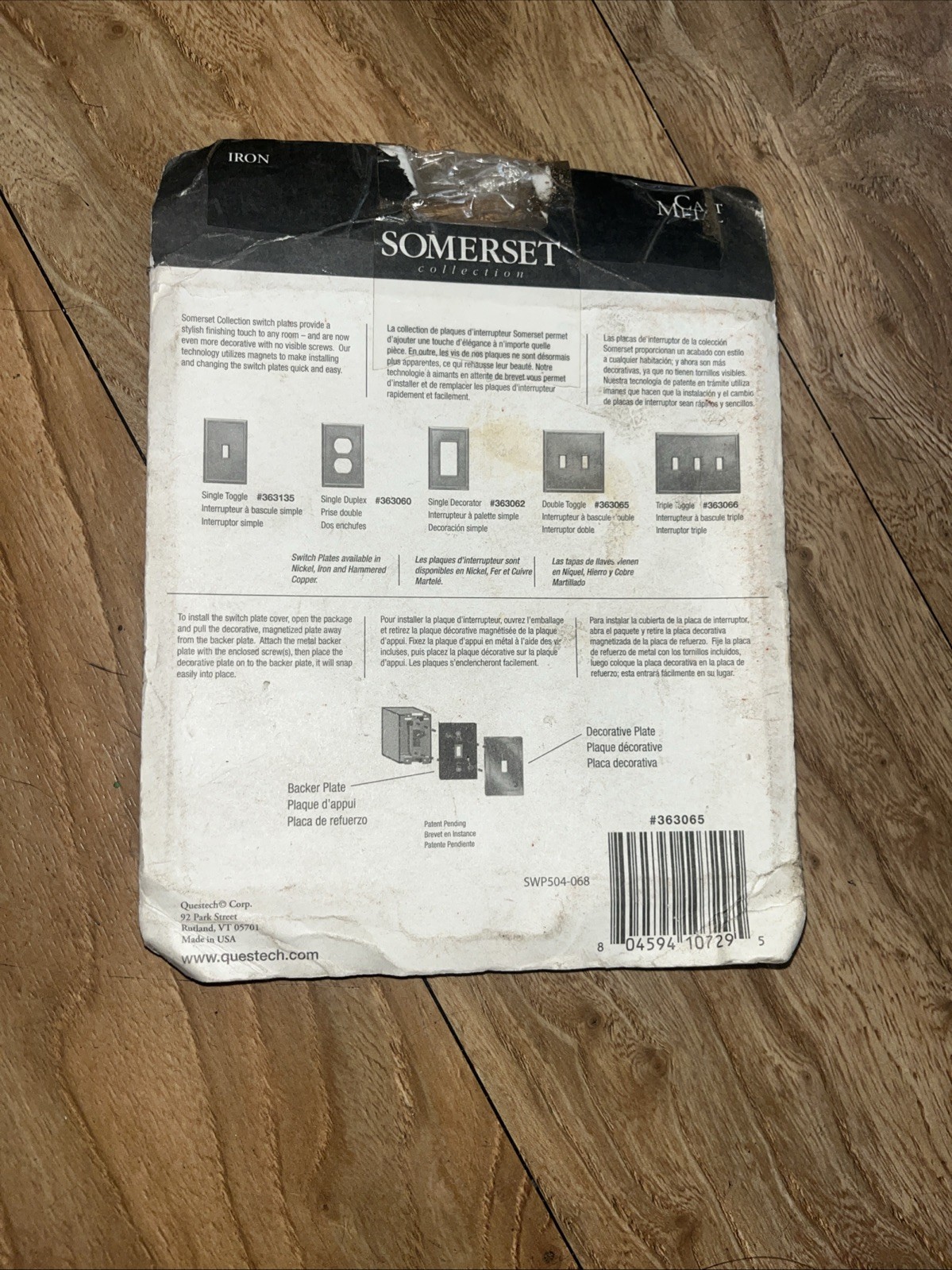 Somerset Double Light Switch Wallplate NO VISIBLE SCREWS #363065 Brand New”IRON”