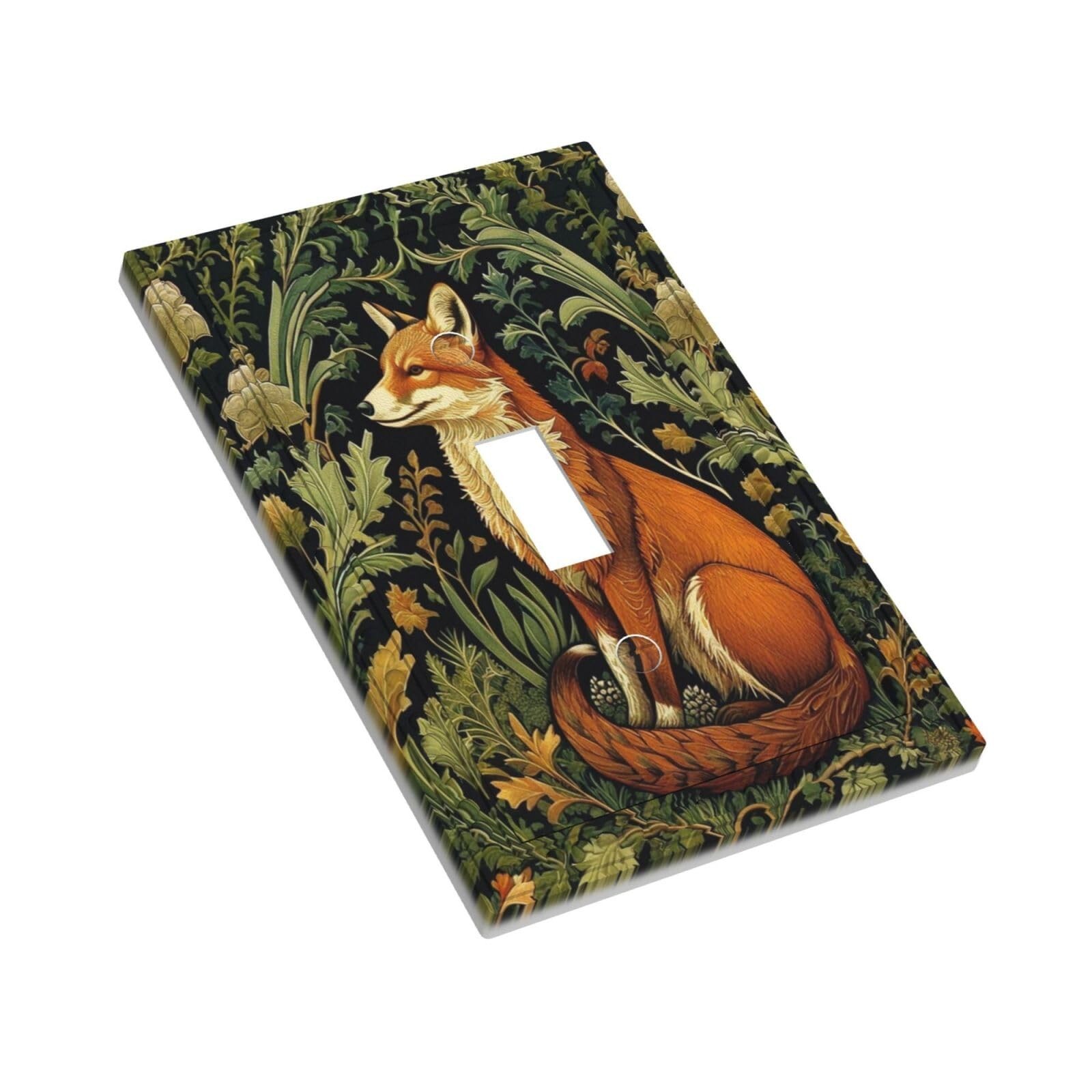Fox with Leaves Light Switch Covers 1 Gang Single Toggle Wall Plate Decorativ…