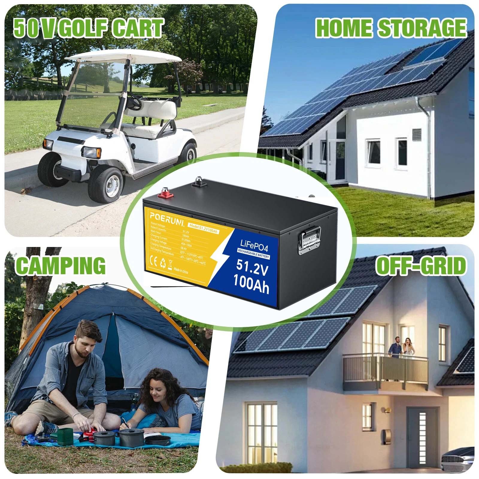 NEW 48V 100Ah LiFePO4 Lithium Battery 5120Wh W/ 58.4V 20A Charger For Golf Cart