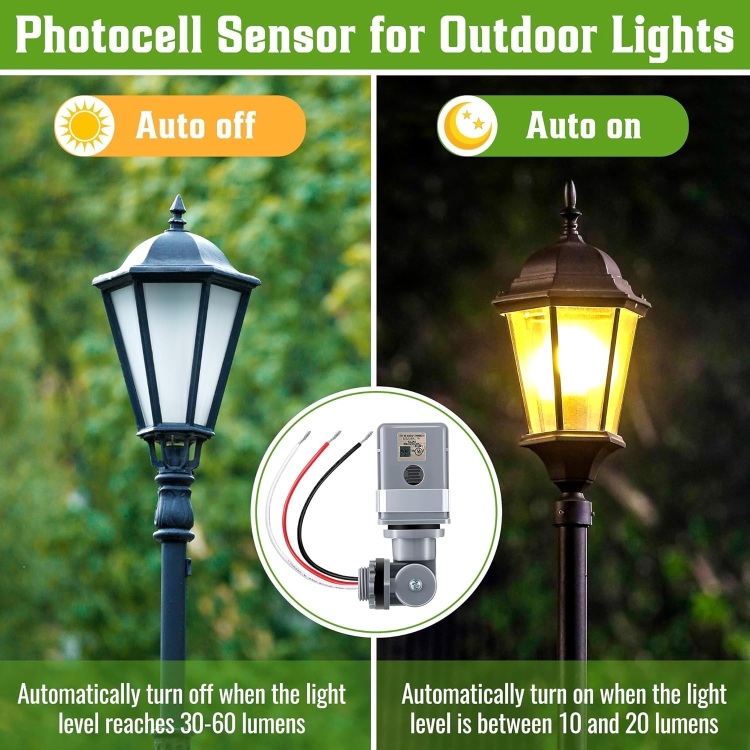 1 pcs Photocell Sensor 120V Dusk to Dawn Switch IP54 Outdoor Light Auto On/Off
