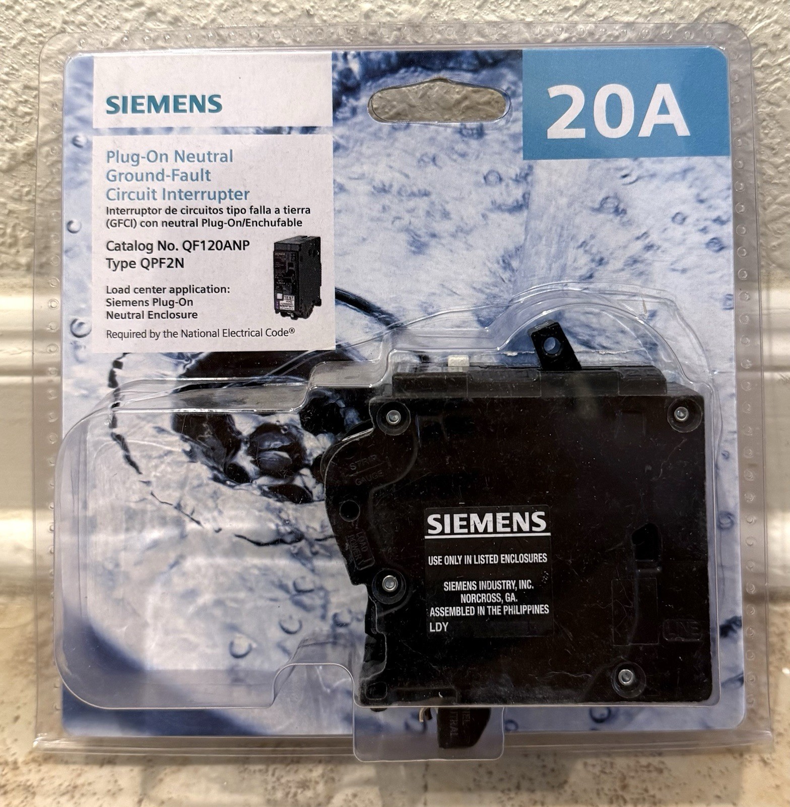 Siemens ‎20 Amp 1-Pole GFCI Plug-On Neutral Circuit Breaker QF120ANP Type QPF2N