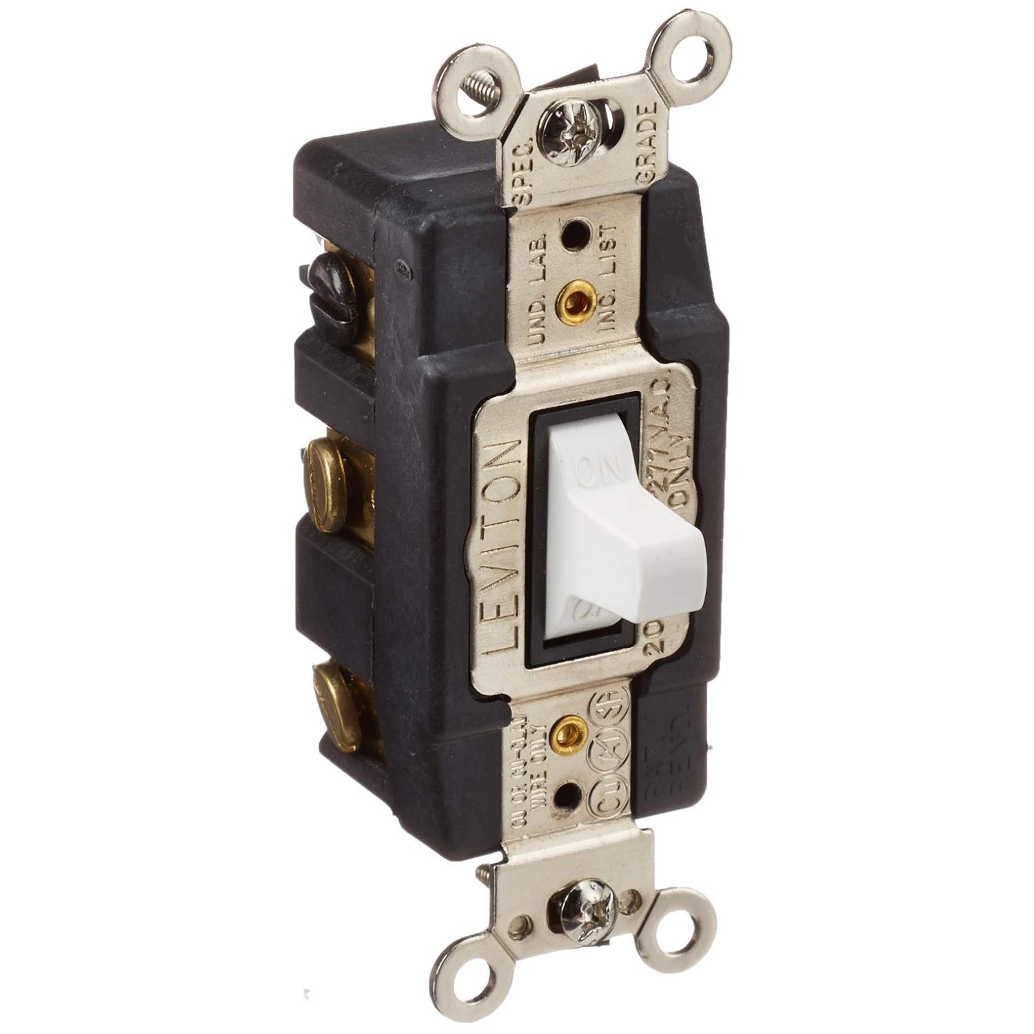 Industrial 20A Double-Pole AC Quiet Switch, White