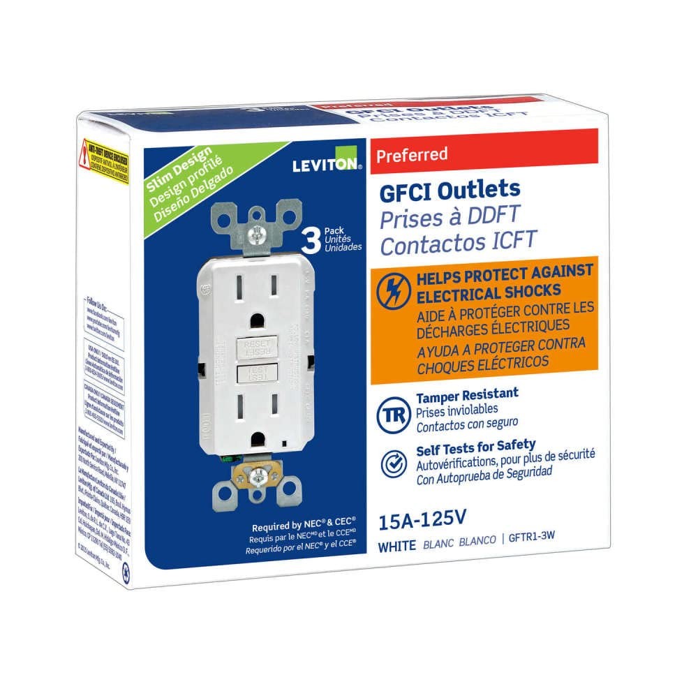 Leviton Smartest Self-Test SmartlockPro Slim GFCI Tamper-Resistant 3, White