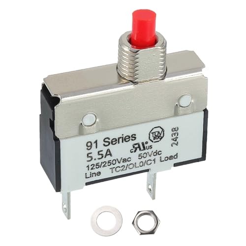 5.5 Amps 125/250V AC 50V DC Manual Reset Push Button Thermal 1 Pack 5.5A