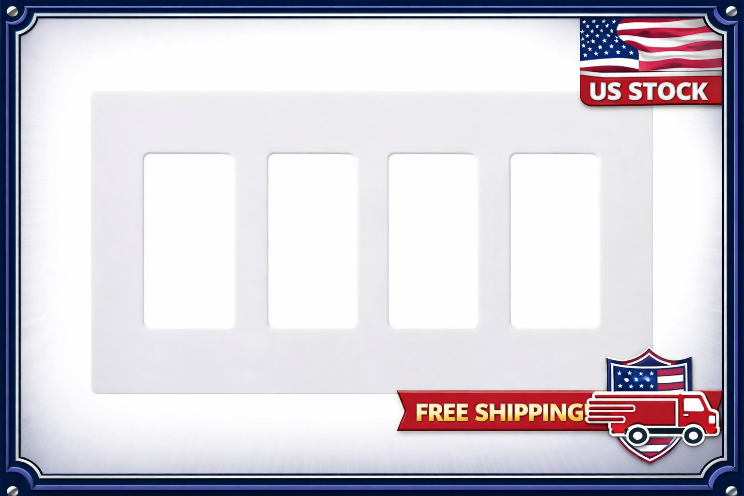 Lutron Claro 4 Gang Wall Plate for Decorator/Rocker Switches, White (CW-4-WH)