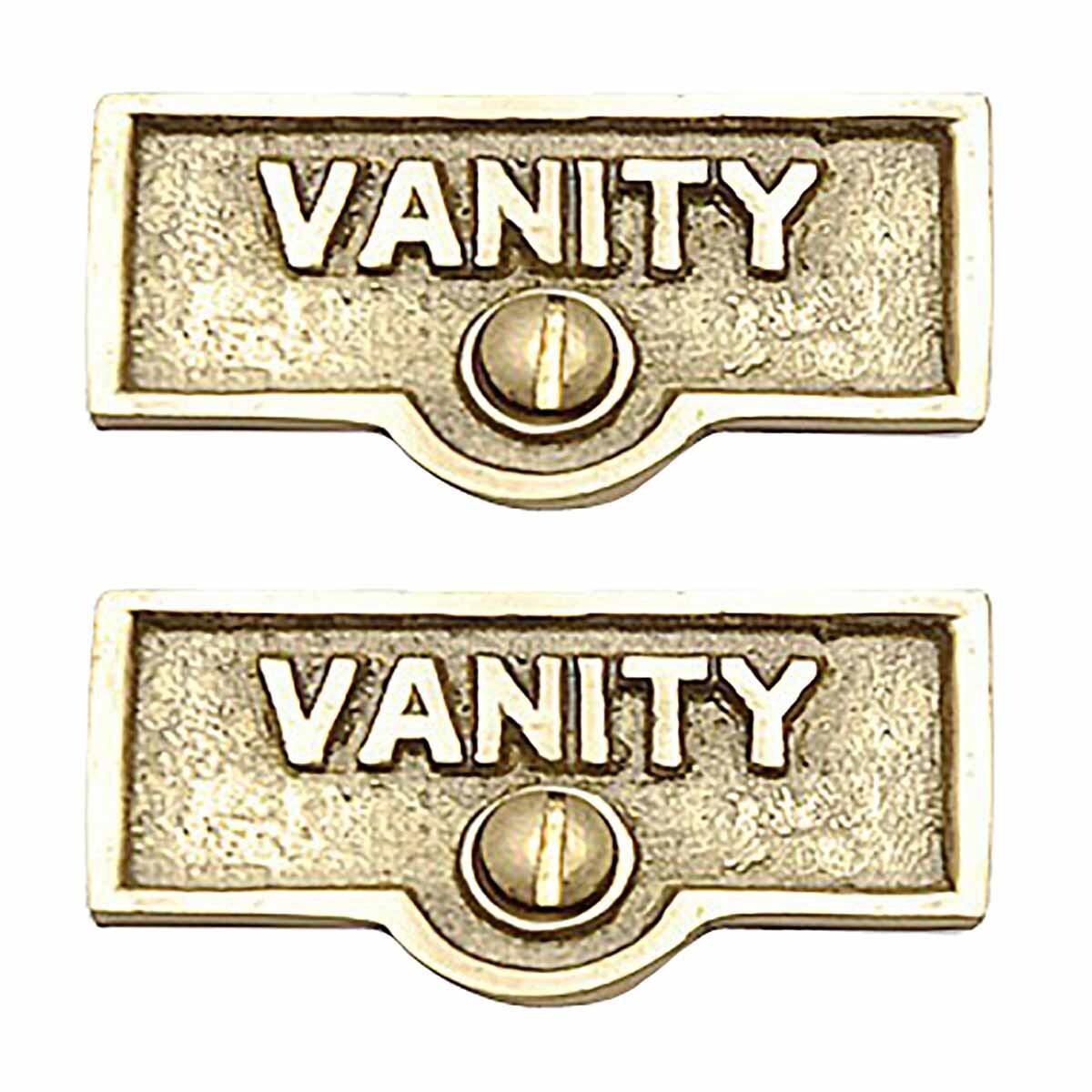 Switch Plate Tags “VANITY” Name Sign Lacquered Brass Pack of 2 Renovators Supply