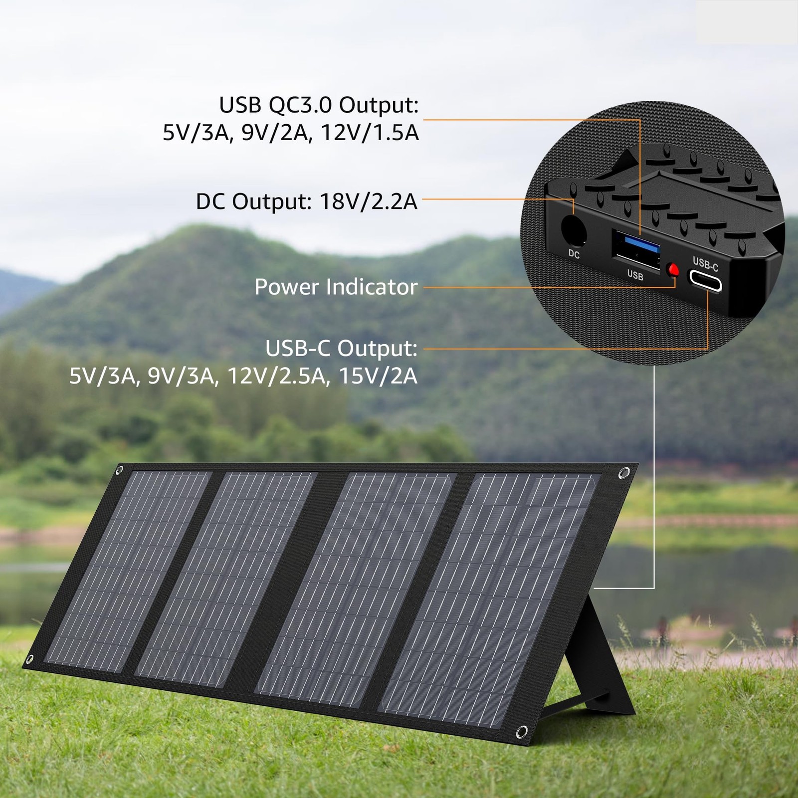 EnginStar 40W Solar Panel, Foldable Solar Panel for Portable Power Station, Q…
