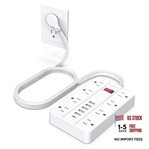 Power Strip Surge Protector with 6 USB (1USB C)Ports, 10 ft Extension 5FT White