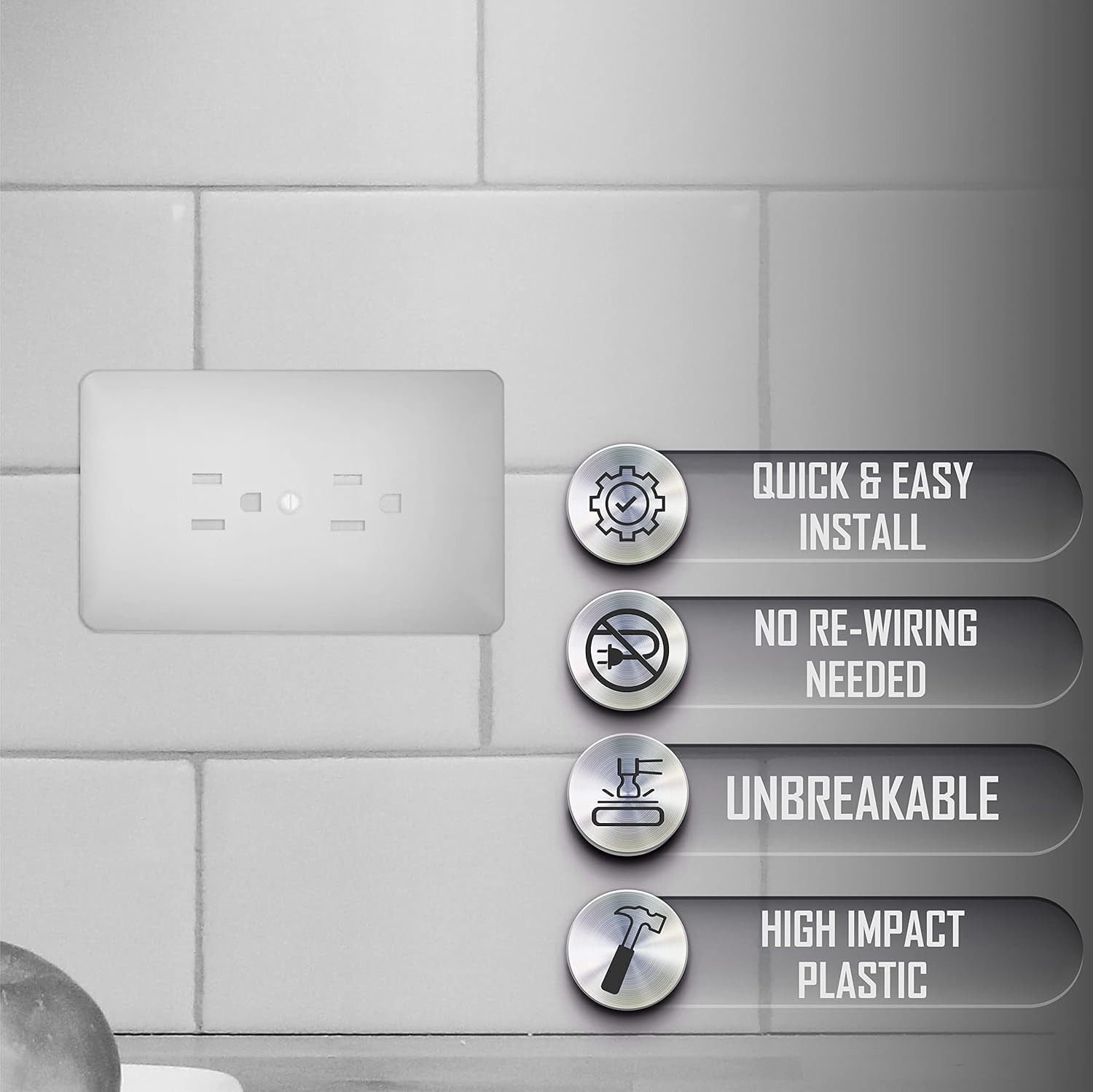 Taymac 2000W Masque 2000 1-Gang Decorator Style Wallplate, Paintable Duplex Outl