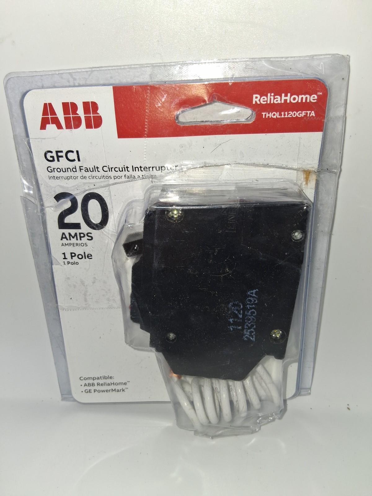 ABB 20 Amp 1-Pole Ground Fault Breaker Self-Test GFCI THQL1120GFTA Open Box