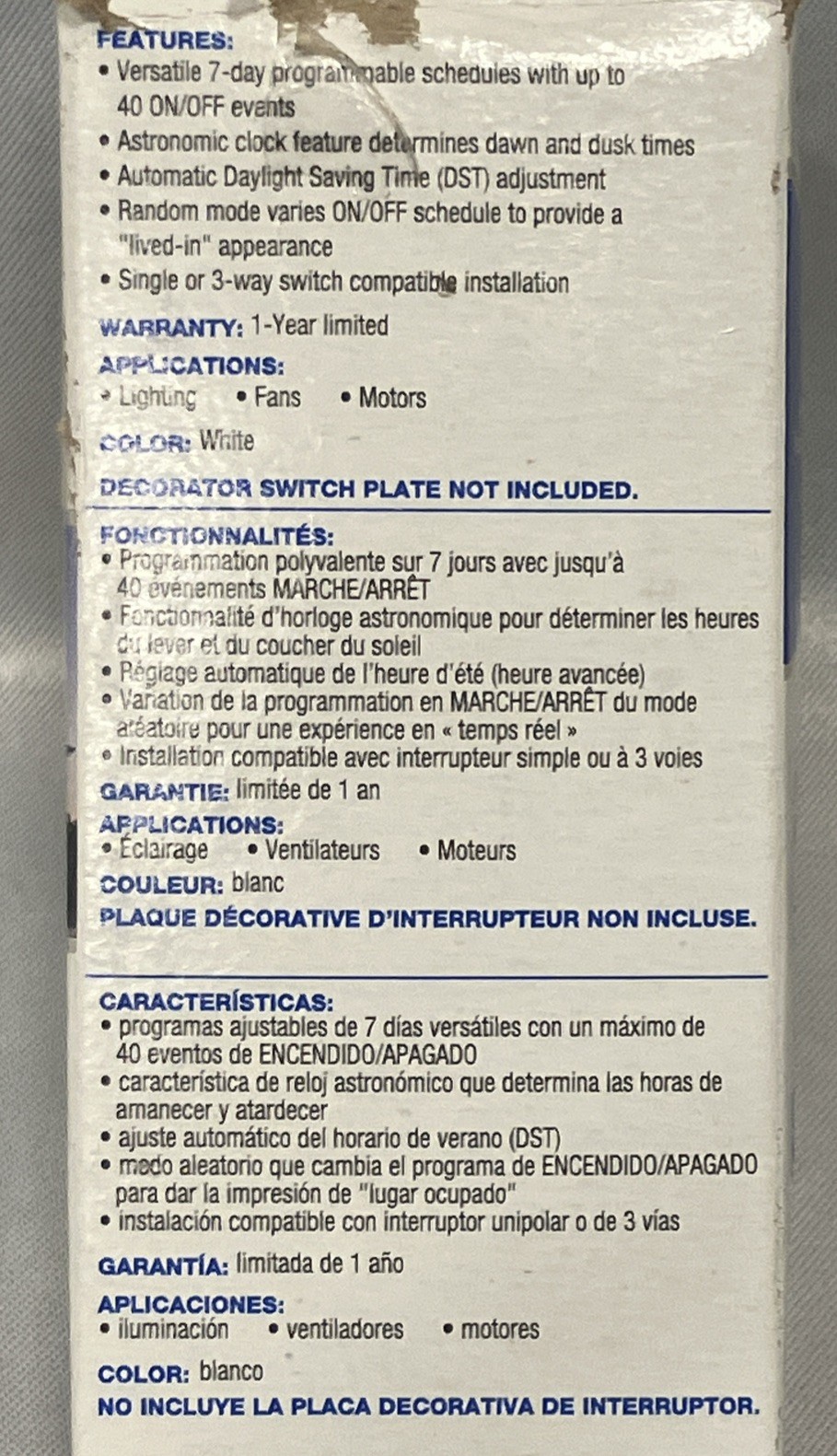 Intermatic ST01K Astronomic Digital In-Wall Timer 7-Day Programmable White – NEW