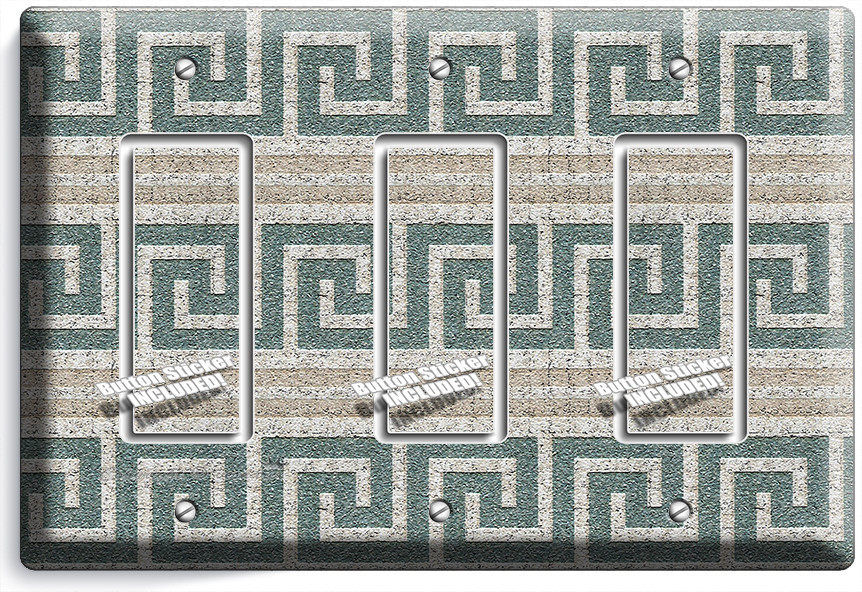 ANCIENT GREEK ROMAN ORNAMENT PATTERN TRIPLE GFCI LIGHT SWITCH PLATES ROOM DECOR