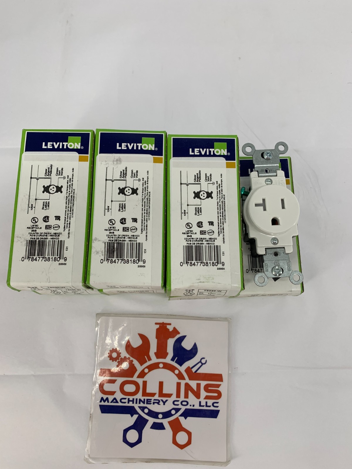 Levition T5020-W White TR Single Receptacle 20A 125V Narrow Body Lot of 8