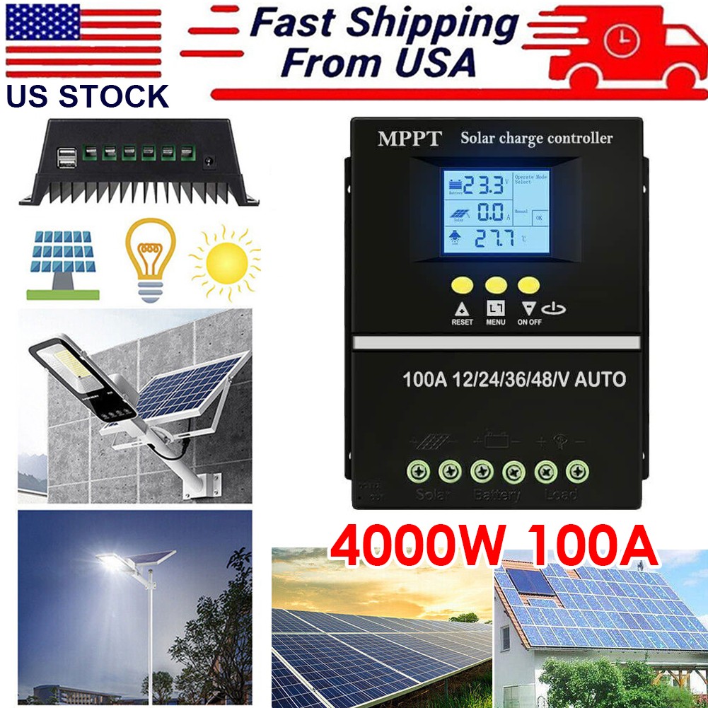 100A MPPT Solar Charge Controller 12V 24V 36V 48V Battery PV Regulator 4000W
