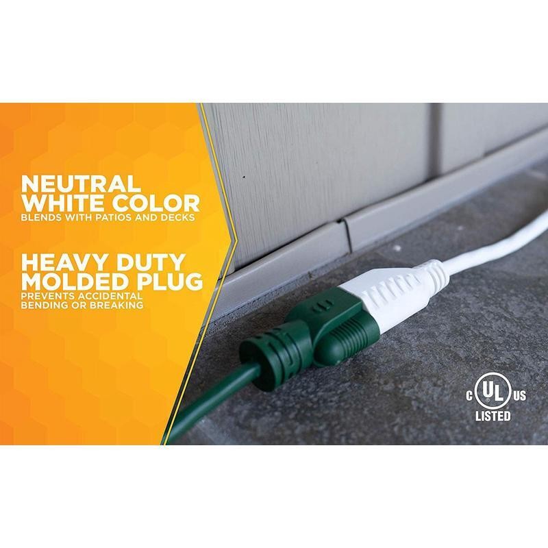 Outdoor Extension Cord Power Block 8ft Tangle Free Heavy Duty Weather Resistant
