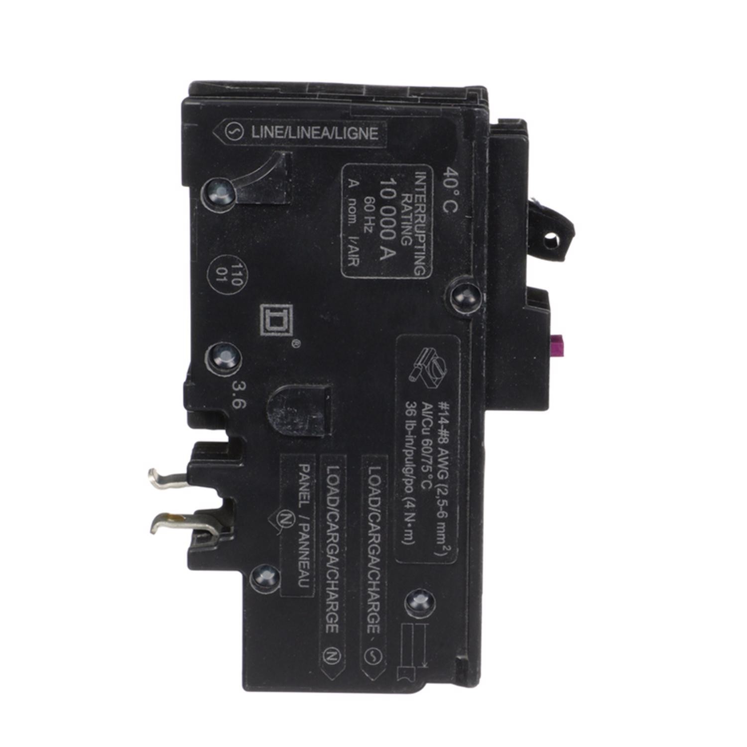 Square D HOM115PDFC 15A 120V 1-Pole Plug-In Miniature Circuit Breaker 8 L in.