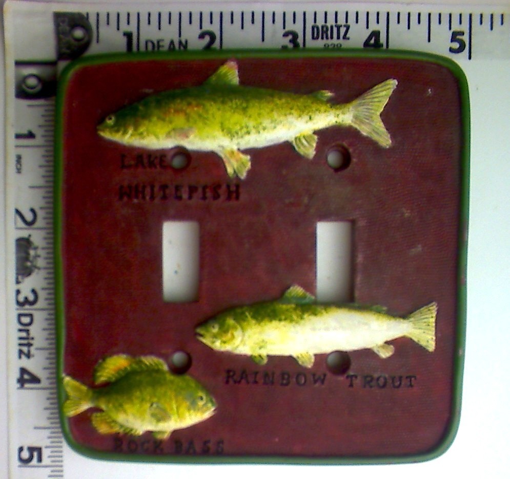 Vintage Borders Unlimited 2 Toggle Switchplate Lake Whitefish Rainbow Trout Rock