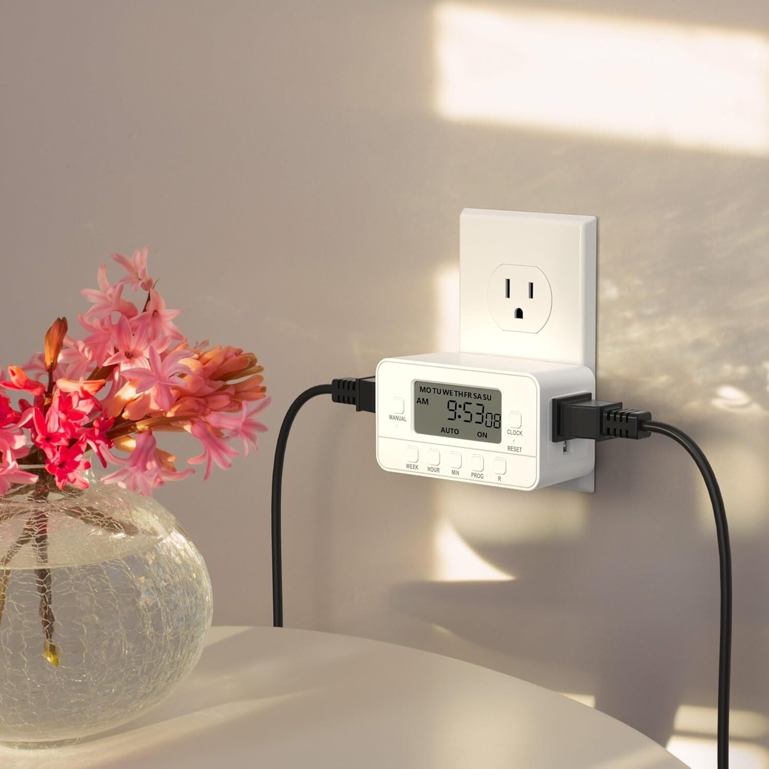 BN-LINK 7-Day Heavy Duty Digital Timer with Dual Outlet, LCD Display 3-Prong