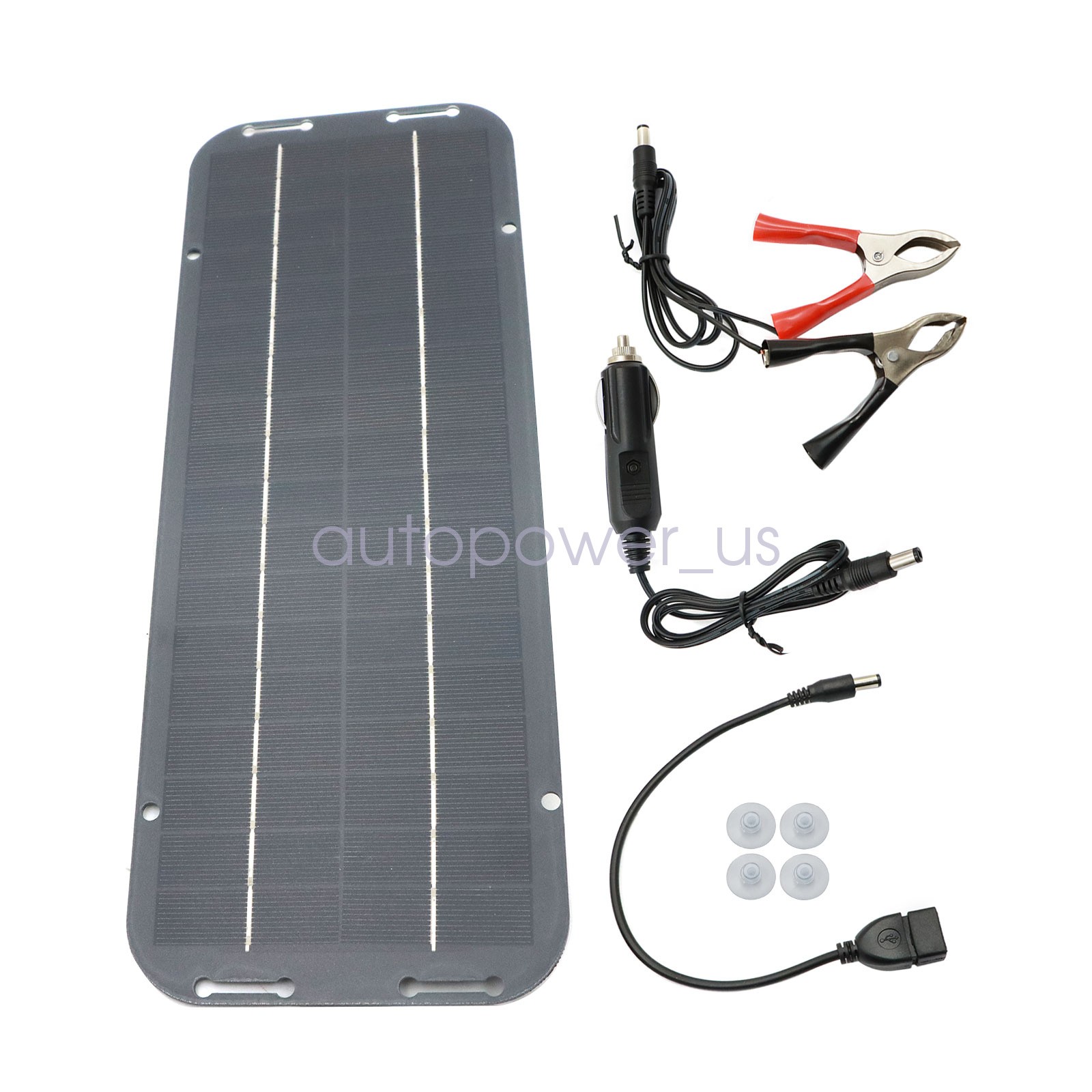 30W Solar Panel 12V Trickle Charger Battery Charger Kit Maintainer Boat Car RV
