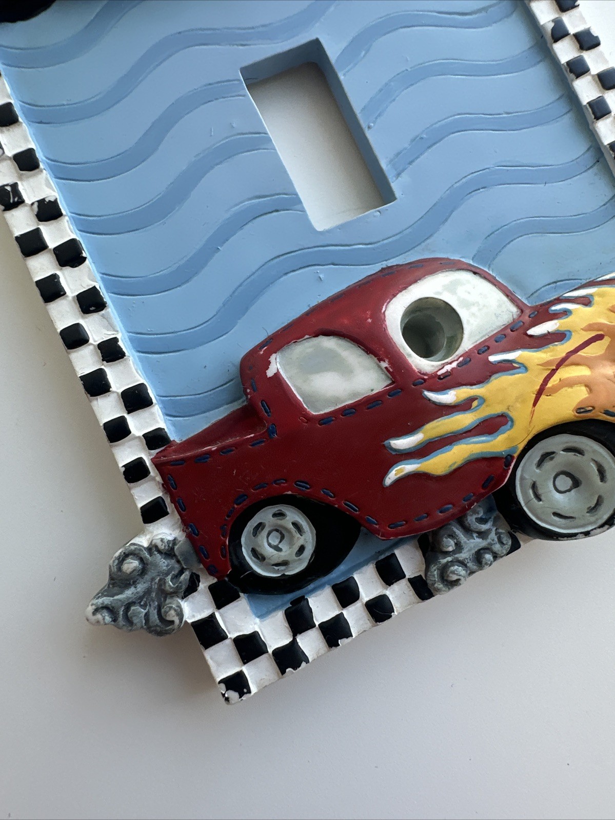 Borders Unlimited Resin Light Wall Plate Switch Drag Car Racers Checkered Border
