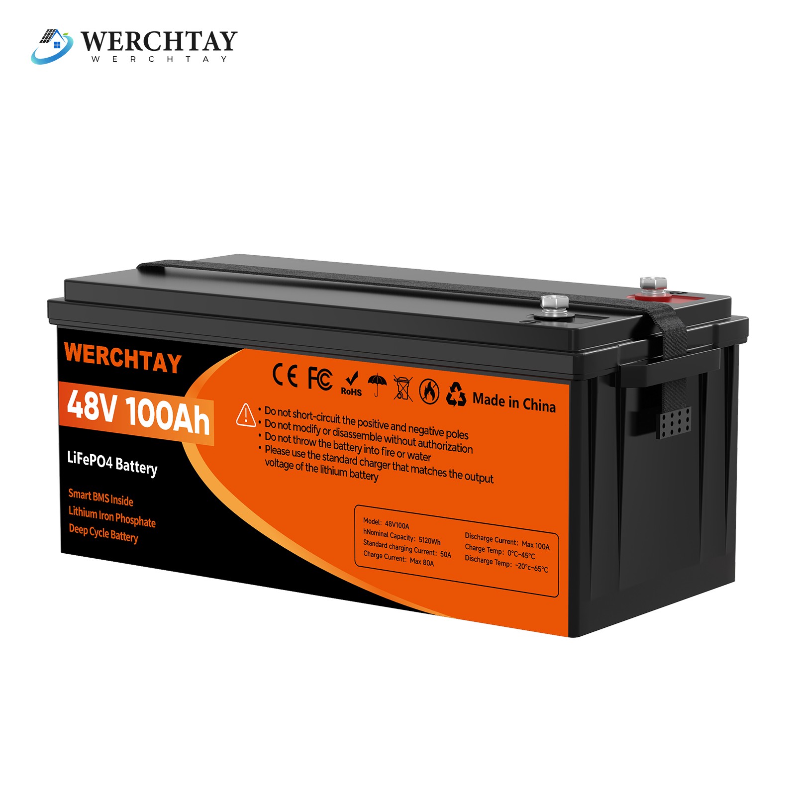 48V 100Ah LiFePO4 Battery Lithium Deep Cycles 5120Wh For Golf Cart Solar System