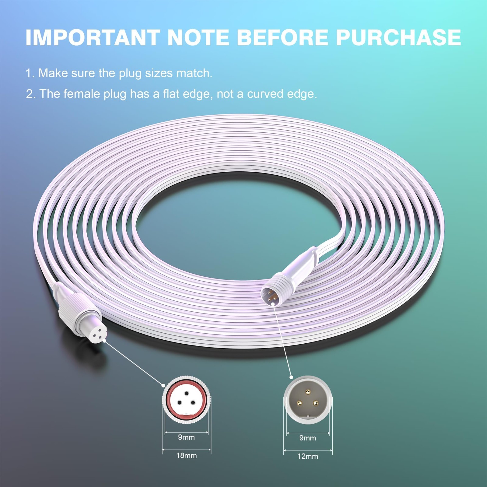 32FT Permanent Outdoor Lights Extension Cable for Govee IP68 Waterproof Extensio