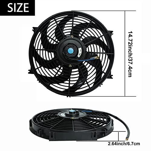 14″ Universal Electric Radiator Cooling Fans + Thermostat Relay & 14 Inch