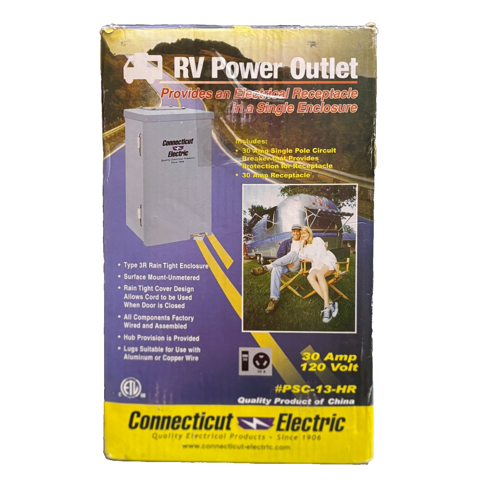 Connecticut Electric PS-13-HR RV Power Outlet Panel 30A 120V Grey Open Box