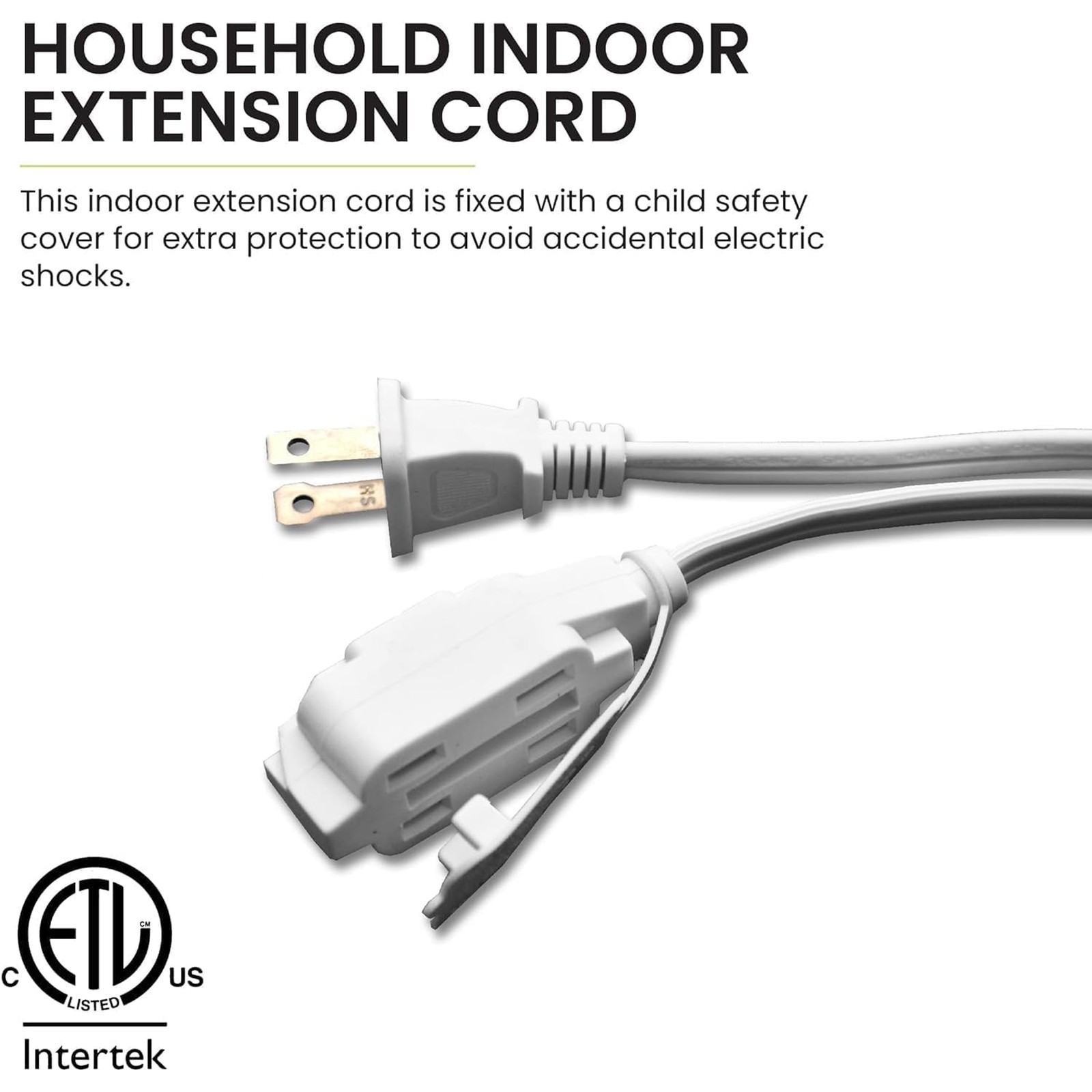 GoGreen Power Inc. (G-24706-5) 16/2 6′ Household Extension Cord, 3 Outlets, Whit