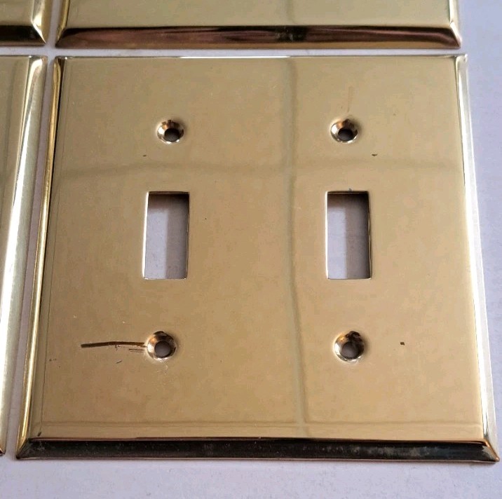 Vintage Light Switch Wall Plate Covers 2-Gang Rectangle Brass Hardware Lot of 4