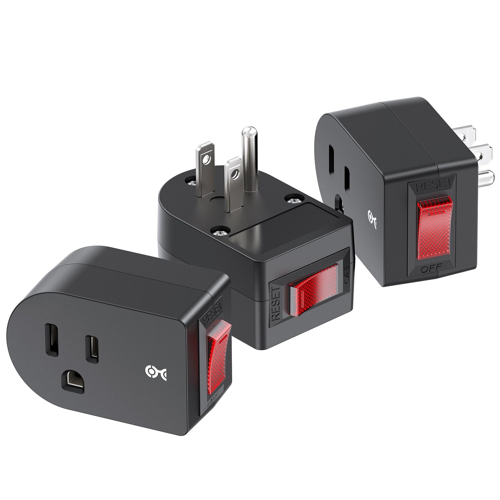 [ETL Listed] Cable Matters 3-Pack Grounded Outlet Switch with On Off, Plug Switc