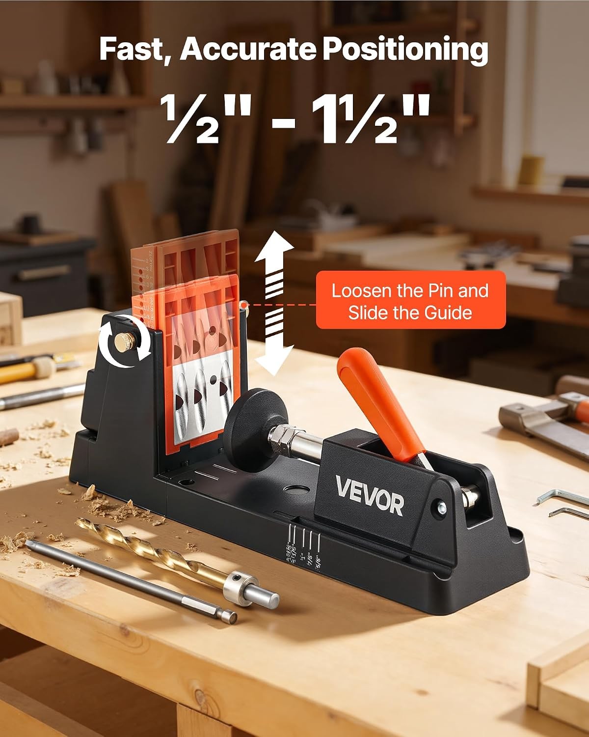 VEVOR Pocket Hole Jig Kit, 1/2″ to 1-1/2″ Adjustable, Lightweight Jig Pocket…