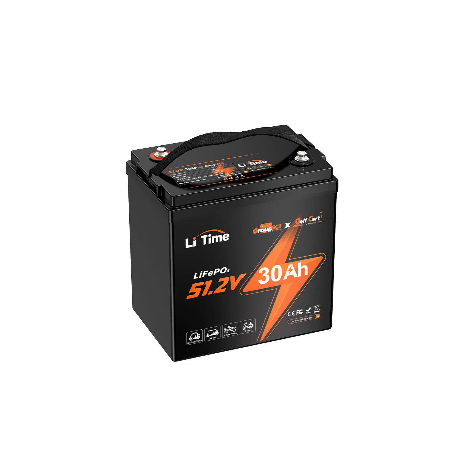 LiTime 48V 30Ah GC2 Golf Cart LiFePO4 Battery Deep Cycle 60A BMS -Refurbished