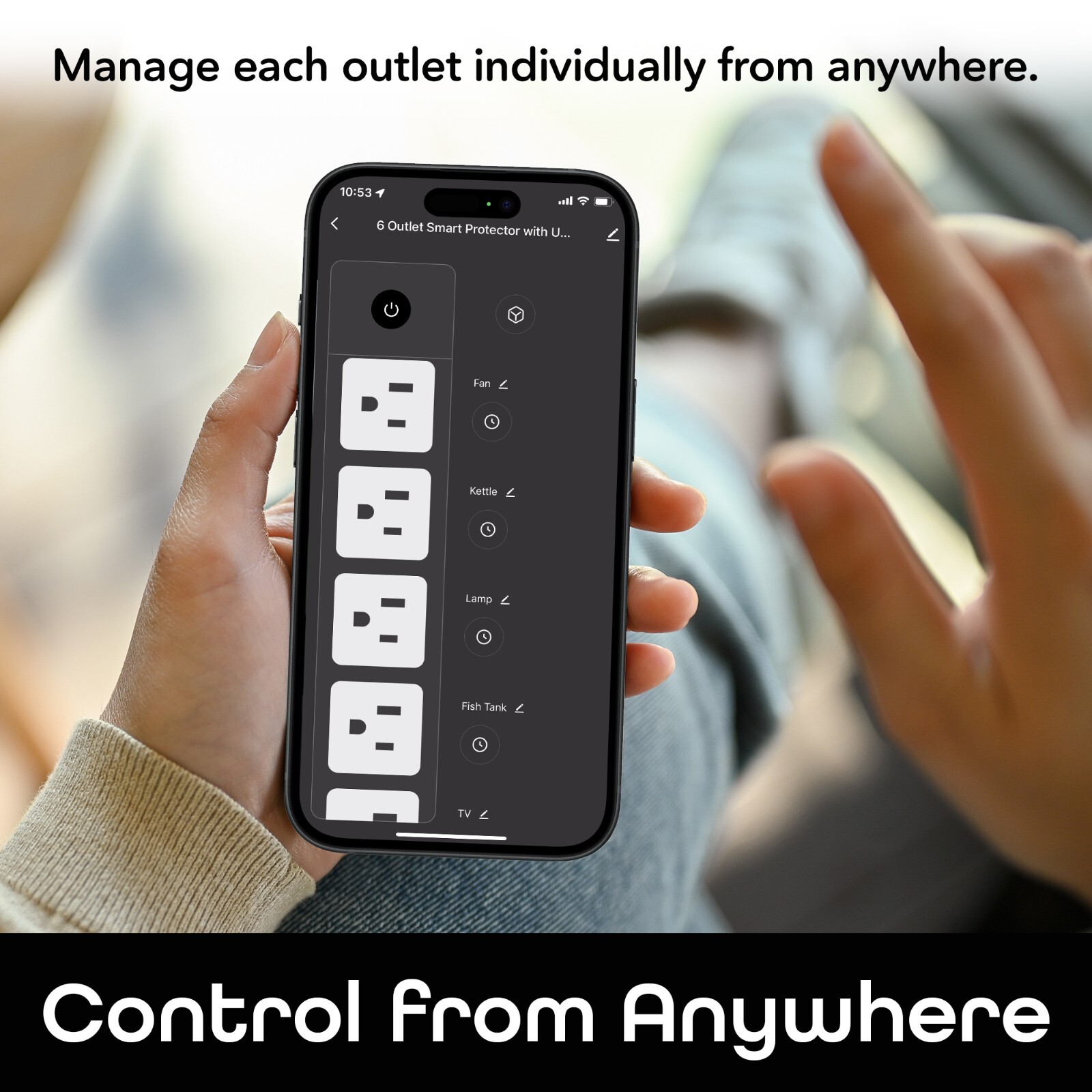Geeni Surge Ultra Smart Surge Protector – 6 Outlets and 2 USB Ports 6 ft. Cord