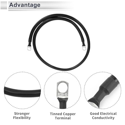 1 Pc Universal Battery Inverter Cable 3/8″ Lug 3FT Battery Cable 4 AWG Gauge