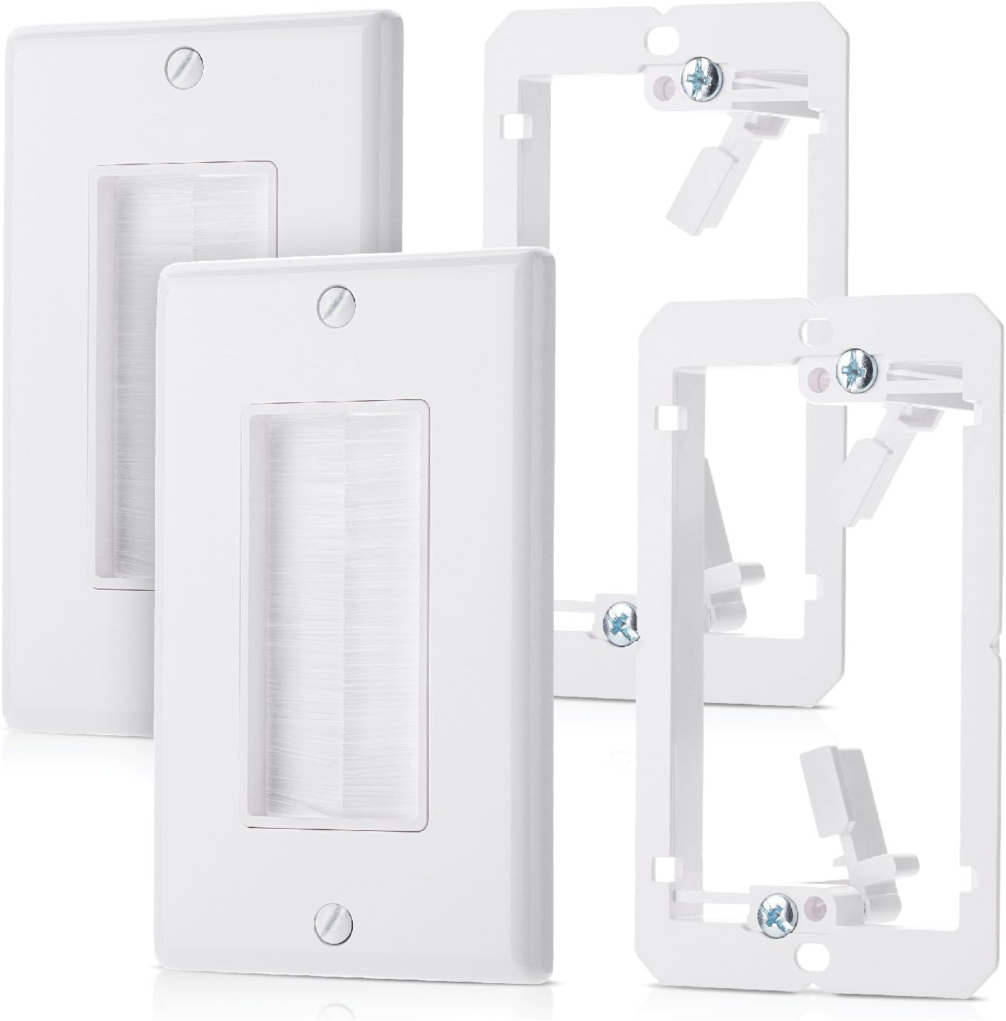 Bates- Brush Wall Plate with Low Voltage Mounting Bracket, 2 Pack, 2.75″ X 4.5″
