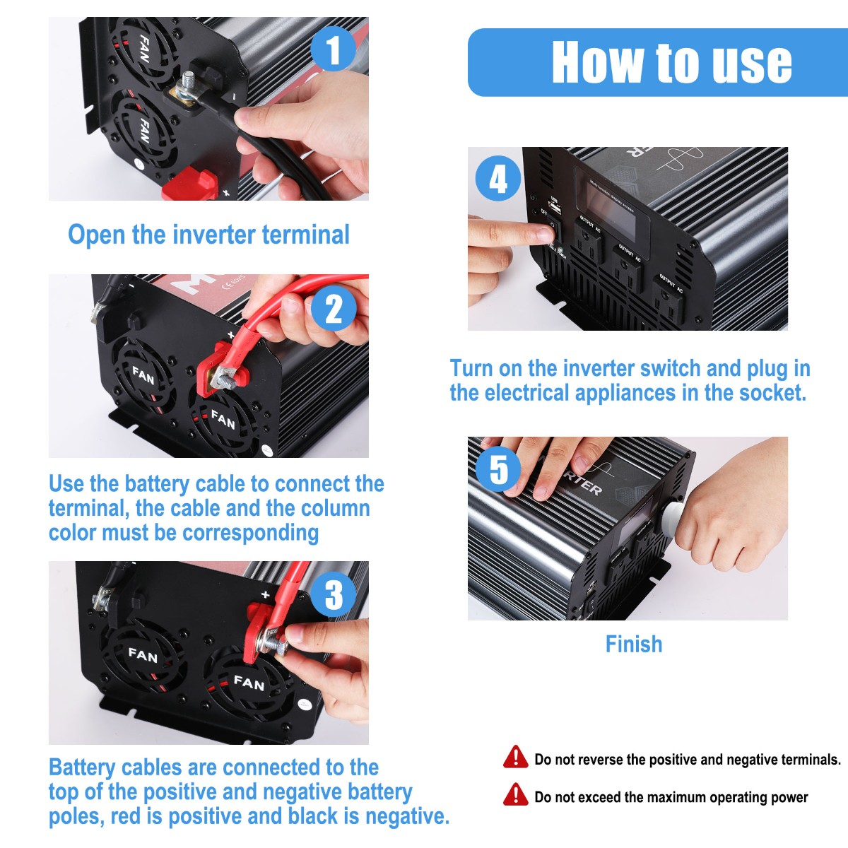 Reliable Pure Sine Wave Power Inverter 2500w 3000w 3500w 4000w 12V 24V Converter