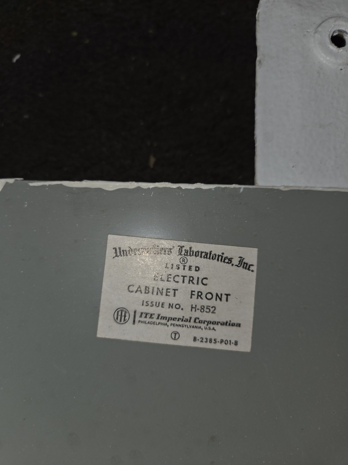 ITE Electric Cabinet Front Panel Cover Door Only Model H-852 25 1/4″ x 15 5/8″