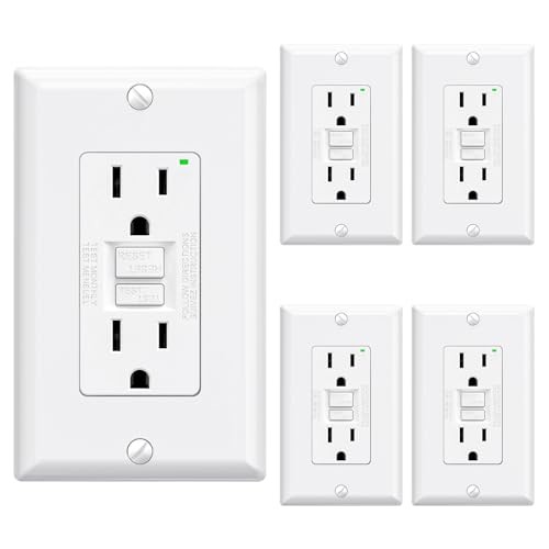 GFCI Outlet Self-Test GFI Electrical Outlet with Narrow Design, 15 Amp 5 White
